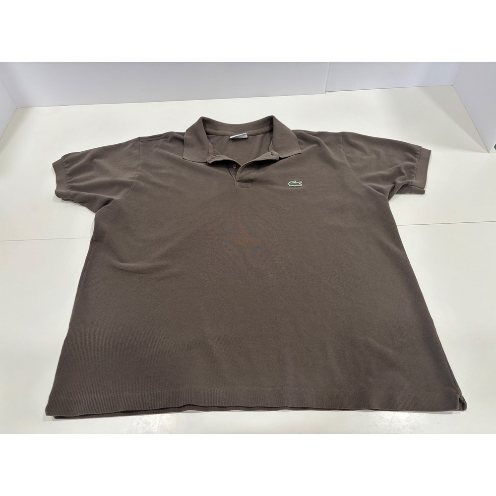 Lacoste Mens Brown Cotton Pique Short Sleeve Polo Shirt Size 7 XL L1212 Classic